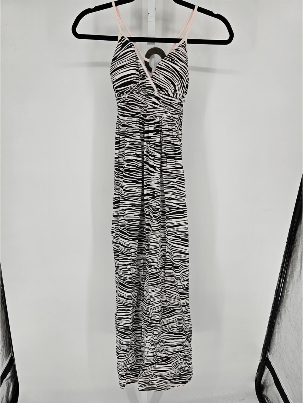 Vintage Y2K Energie Womens Sz L Maxi length Dress Zebra Animal Print